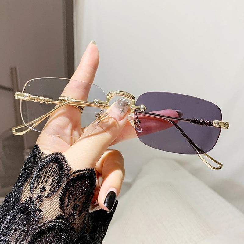 Rimless Womens Anti Blue Light Glasses Photo Sensitive Color Changing Elegant Style Eyewear -2.75