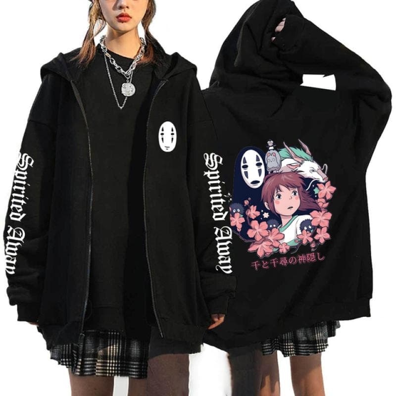Anime Totoro Sweatshirts Men and Women Zipper Jackets Hooded Sweatshirts Casual Hip Hop Zip Up Hoodie XXXL