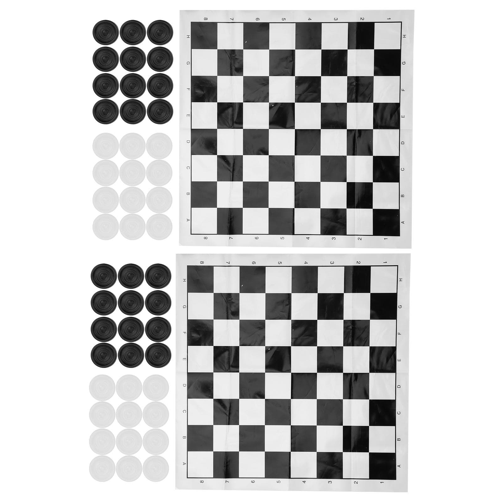 2Set International Checkers Set with Plastic Film Checkerboard Travel Board Games Set
