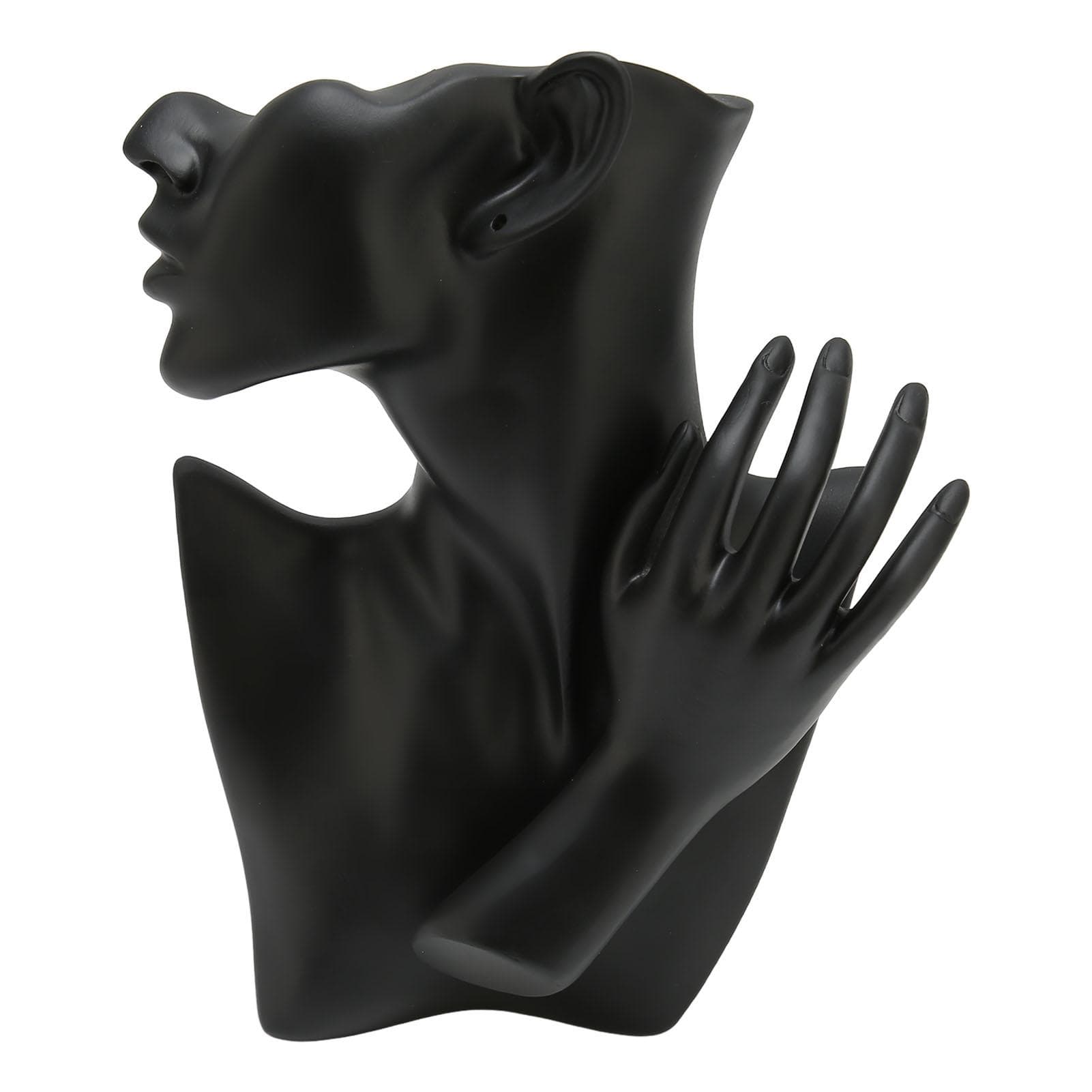 Jewelry Mannequin Display Set Black Resin Realistic Artistic Earring Necklace Ring Display Stand