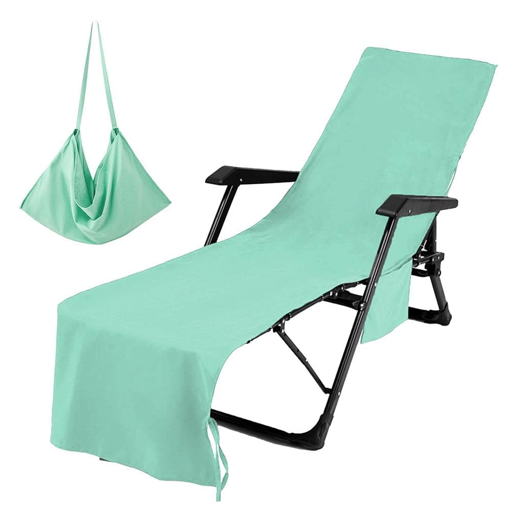 Lounge Chair Towel Cover Beach Chair Cover Ultrafine Fiber with Pockets Extra Long Beach Towels green