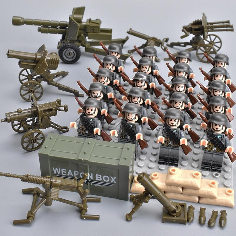 20pcs/batch WWII Military Characters WWII Soldiers National Army Building Blocks Weapons Assembling Bricks Children's Toys