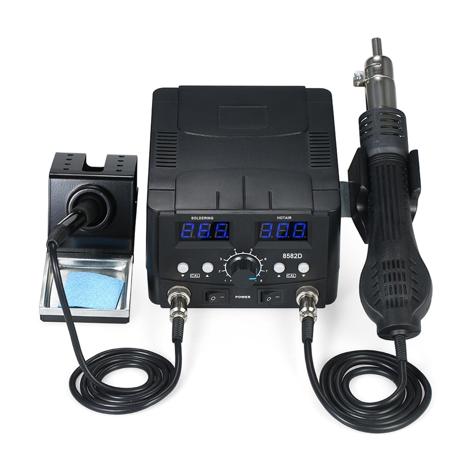 2 in 1 Digital SMD Rework Soldering Station Hot Air Gun Soldering Iron Stand Desolder Welding Tools US Plug
