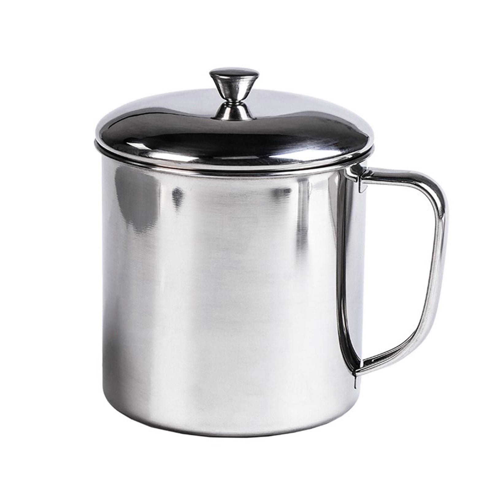 Portable Water Cup 350ml 304 Stainless Steel Rust Proof Tea Mug with Lid and Handle for Milk Juice