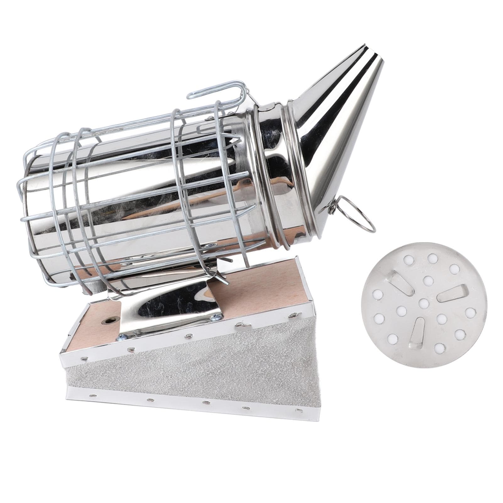 Beehive Smoker Stainless Steel Solid Wood Bee Smoker Beekeeping Equipment with Filter for Beekeeper L(for 6.5-9kg) silver