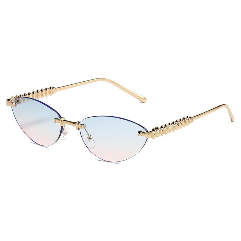 Trendy Cat Eye Sunglasses with Metal Rivets UV400 Protection for Men Women Outdoor Driving Fashion Shades