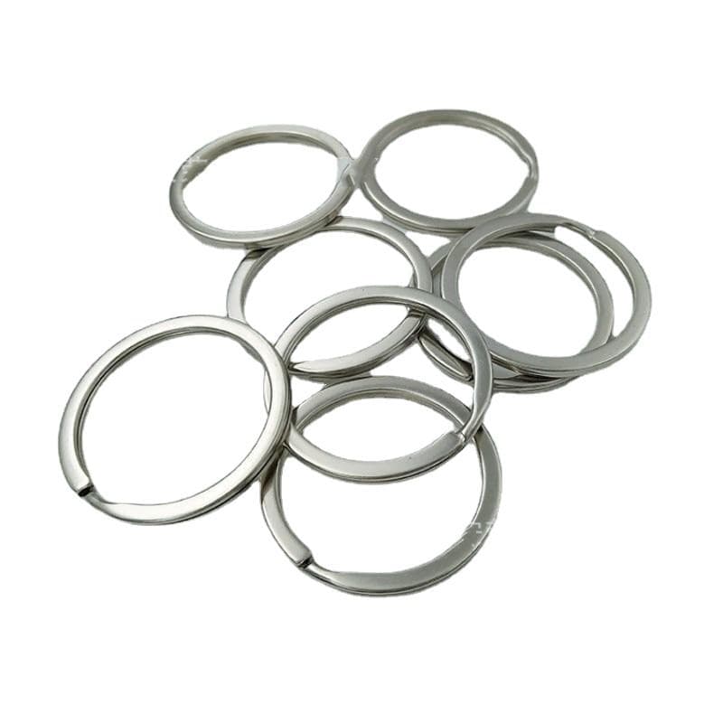 10Pcs 25mm Metal Key Rings Flat Split In Bulk - KeyChain for Car Home Office Lanyards Holder white