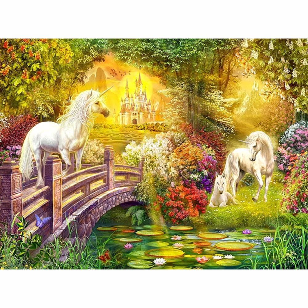 5D DIY Round Diamond Painting Unicorn Diamond Embroidery Picture By Rhinestone Decoration Needwork 20X30CM