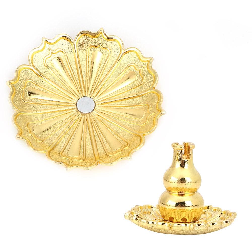 Mini Copper Alloy Flower Shape Incense Stick Stand Base Holder Home Decoration(Golden)