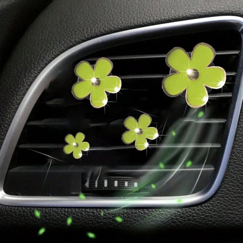 4-Piece Car Air Vent Scented Clip for Vehicle Air Conditioning Vents Flower Decoration Clip one-size green