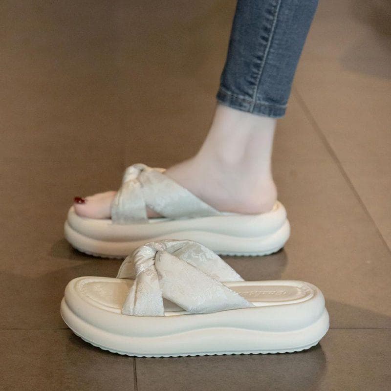 Summer Ladies Wedge Sandals Thick-soled Slippers Soft Comfortable Casual Shoes Outdoor Beach Sandals Platform Shoes 35 white