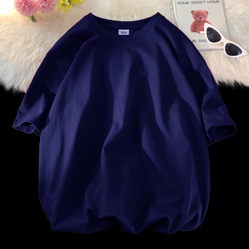 Unisex Heavyweight Pure Cotton White & Black T-Shirt, Large Size, Round Neck, Short Sleeve, Solid Color, Loose Fit. 4XL