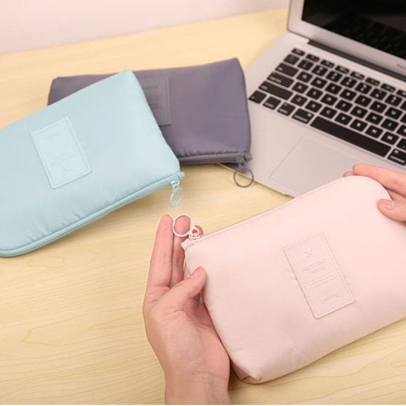 Travel Accessory Cable Bag Portable Digital USB Electronic Organizer Gadget Case Travel Cellphone Charge Mobile Charger Holder blue
