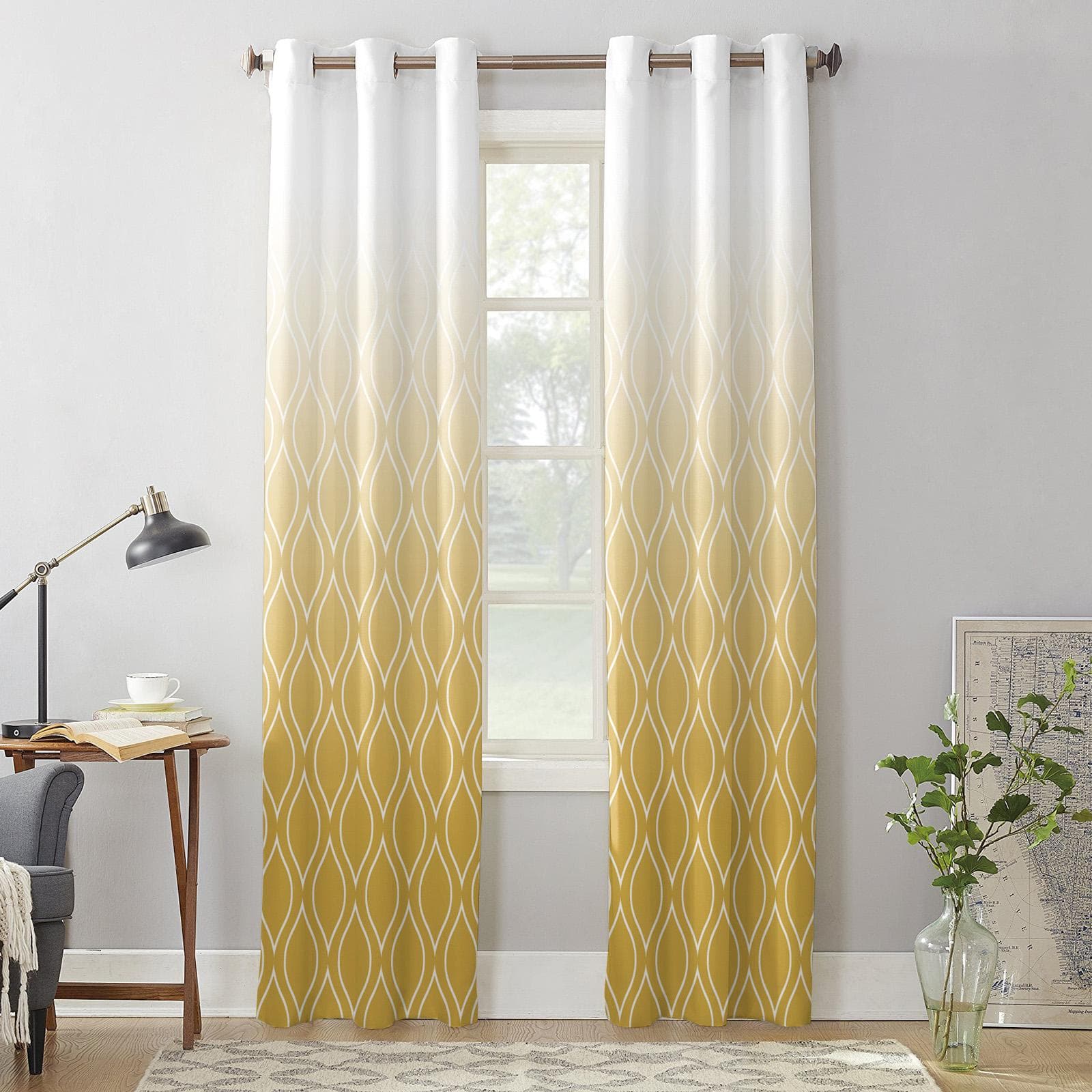 Morocco Yellow Gradient Windows Curtains Living Room Bedroom Window Treatments Household Kitchen Curtains 135W x 60H(cm) x1