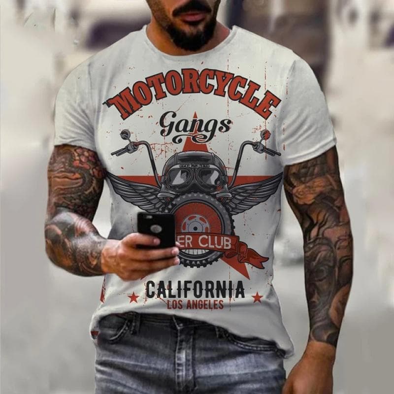 Vintage Motorcycle T Shirts For Men 3D Racing Print Loose Short Sleeve Tops Funny Streetwear Leisure O-neck Bike Sports T-Shirts 6XL