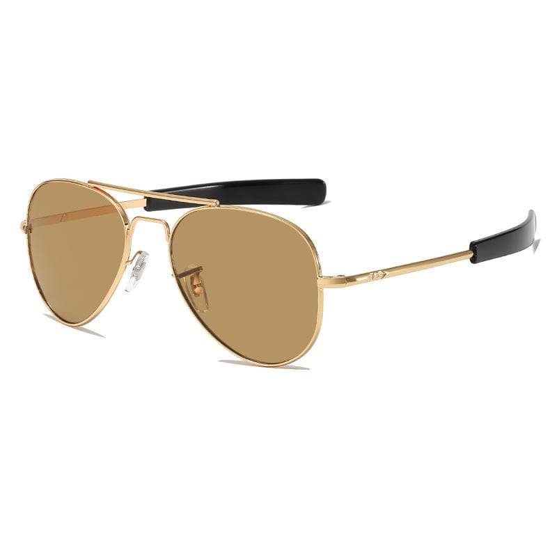 Metal Framed Sunglasses UV400 Protection Double Beam Glass Lens TR Metal Trendy Stylish Protective Glasses