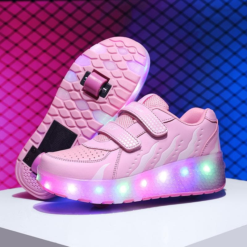 Children's Charging Runaway Shoes with Lights Double Wheel Skates LED Luminous Shoes 40