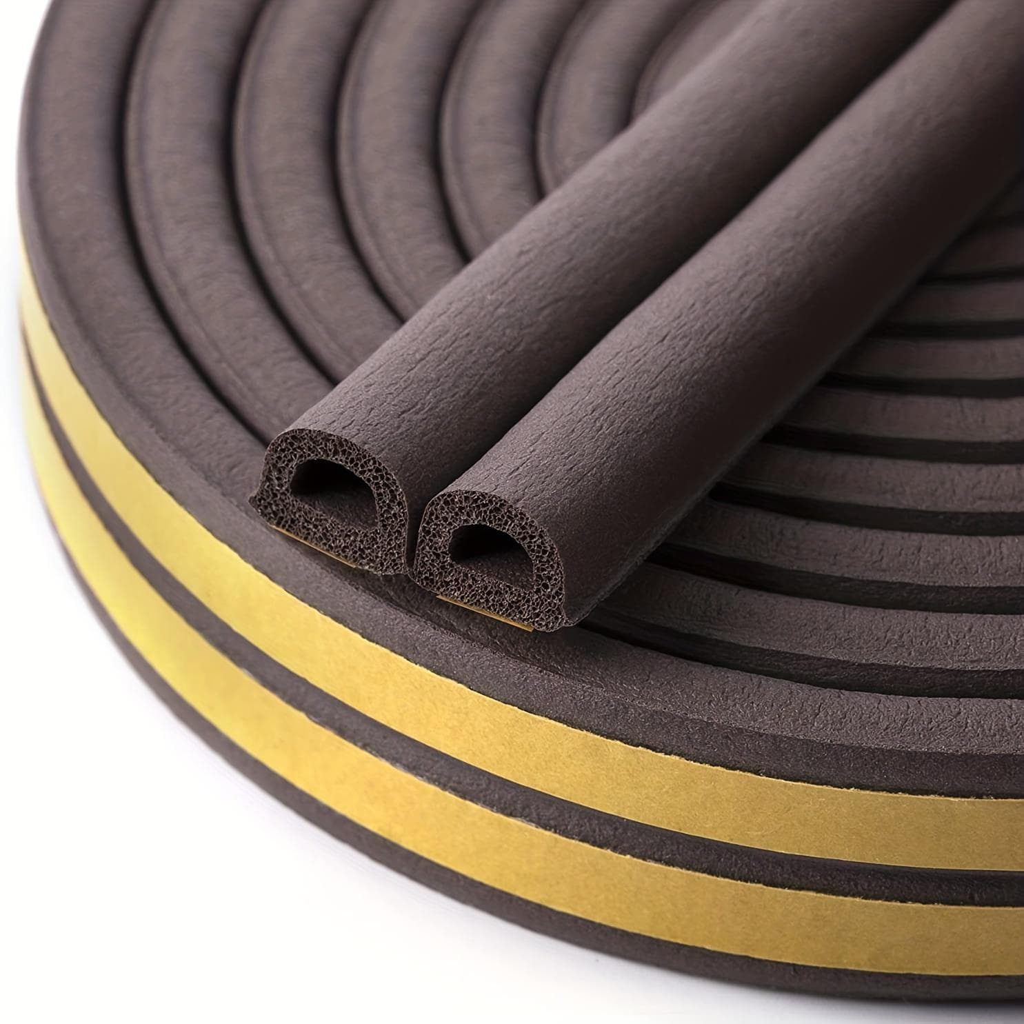 1pc Door and Window Seals, Self-adhesive Foam Insulation Seals, Windproof and Waterproof Soundproof Seals, Home Decoration brown