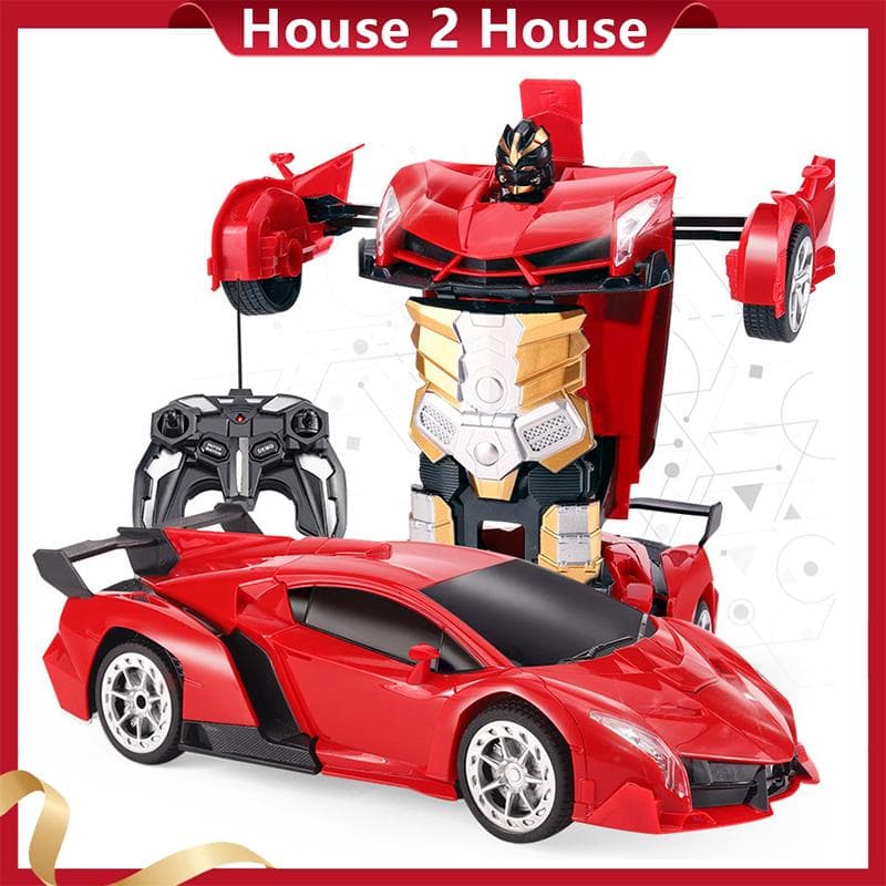 2.4GHz Remote Control Transforming Car RC Car with Deformation Dancing Function for Kids Cool red