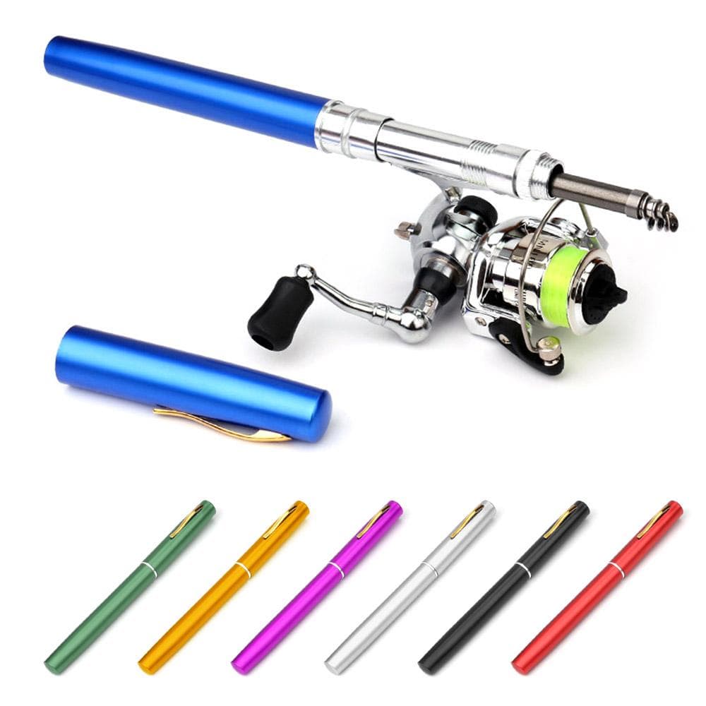 1M / 1.4M Pocket Collapsible Fishing Rod Reel Combo Mini Pen Fishing Pole Kit Telescopic Fishing 1.4M green