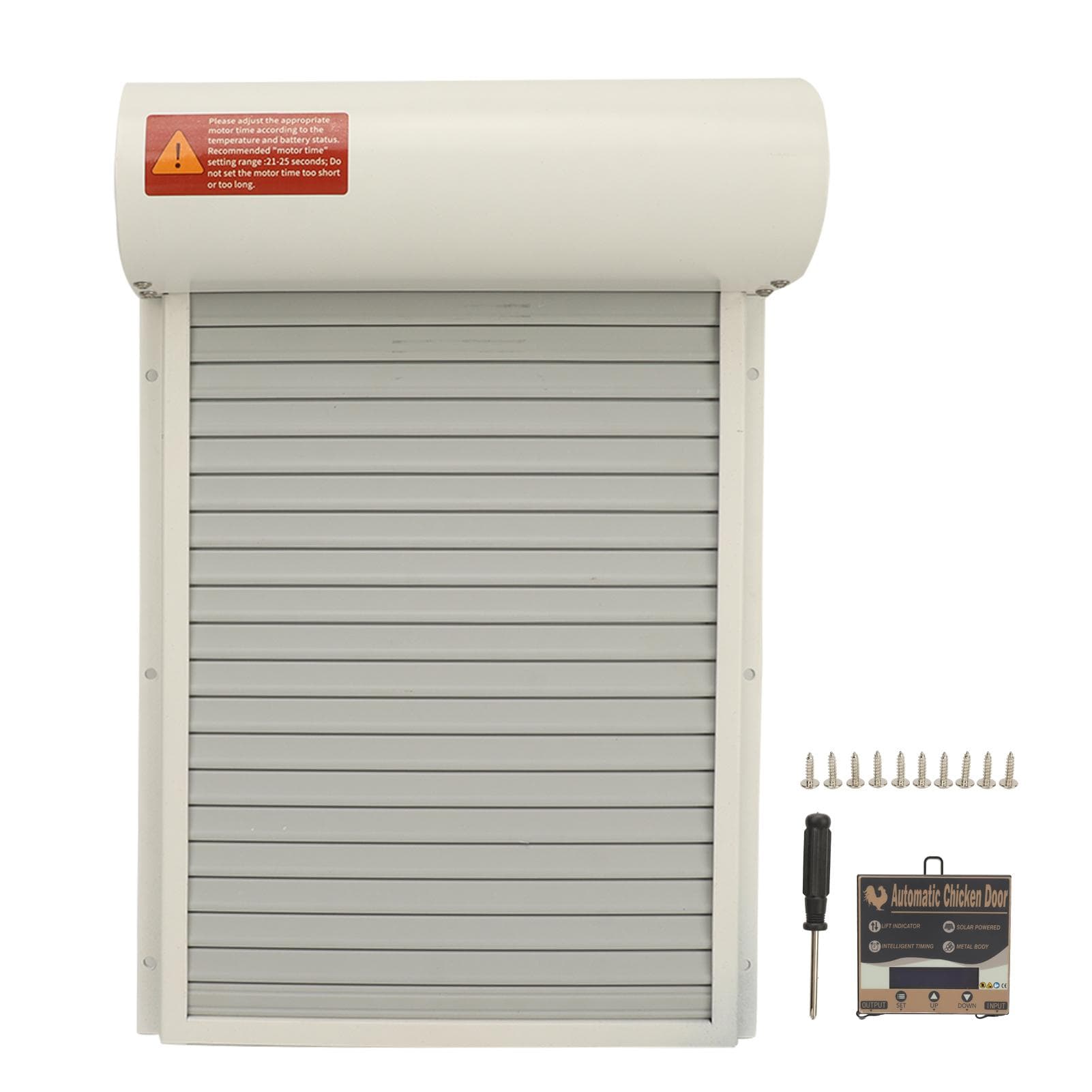 Automatic Chicken Coop Door Opener Battery Powered Timer LED Display Chicken Coop Door for Farm white