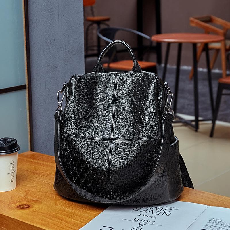 Backpack Women Fashion Easy To Take Soft Leather Large Capacity Women Anti-theft Backpack Leisure Travel Bag black