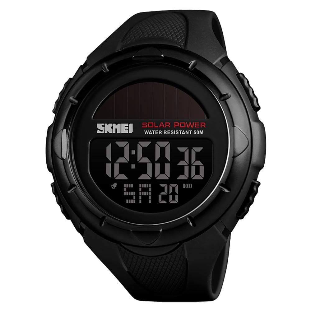 SKMEI 1405 Men Analog Digital Watch Fashion Casual Sports Wristwatch 5ATM Waterproof Leather Strap black