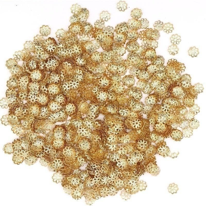 600 Pcs/Lot Filigree Bead Caps Flower End Caps for DIY Jewelry Making Crafts Supplies 1lot gold