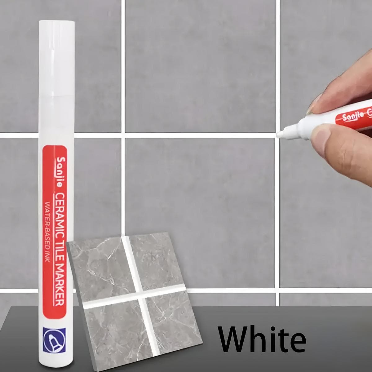 1pc Waterproof Tile Marker Grout Pen Wall Seam Pen For Tiles Floor Bathroom Decontamination Seam Repair Tools, For Hotel 1pc white