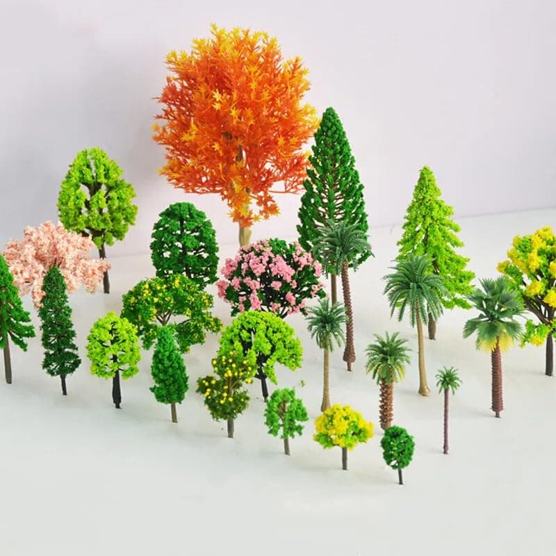 Set of 55 Artificial Miniature Trees for N Gauge Railway Architectural and 11 different 5 of each Perfect for DIY Trees, Models, Models, Dioramas.