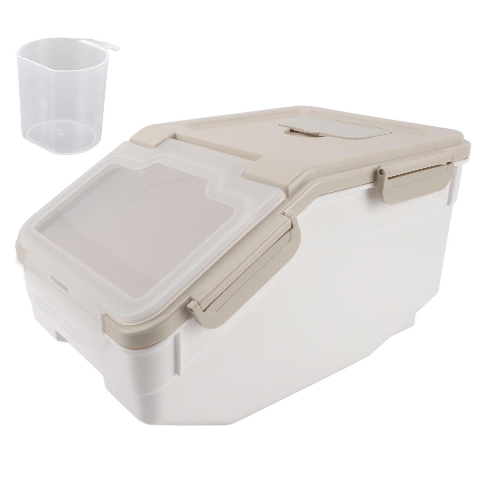 Rice Container Thickened PP Airtight Waterproof with Measuring Cup Lid Rice Storage Bin for Kitchen 5kg / 11lb