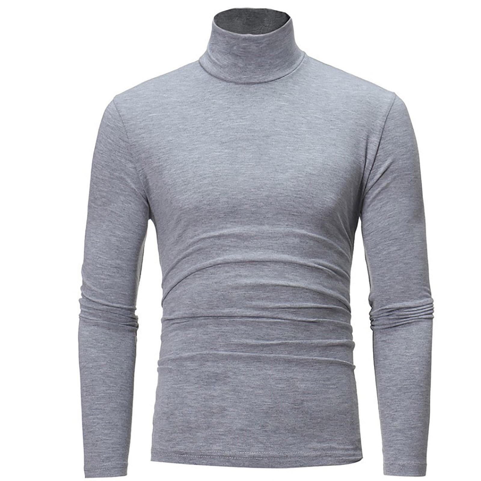 Men's Warm T-shirt Long Sleeved Warm Top Winter Sweater Warm Sports Shirt Casual Underwear High Neck Shirt Sports Top Sports Shirt XXL