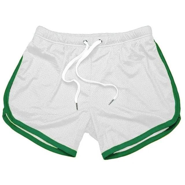 Running Shorts Men Gym Fitness Training Gitf Quick Dry Beach Short Pants Male Summer Sports Workout Fitness Bottoms M white/green