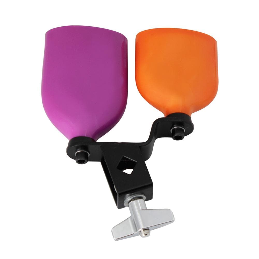Bicolor Cowbell for Drum Set High and Low Tones Midium Size Double Mounted purple/orange