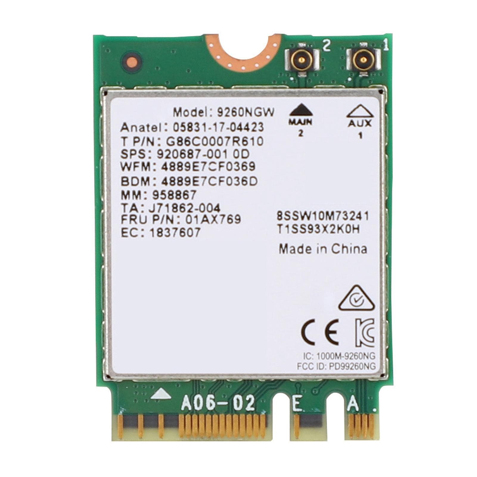 For Intel 9260 + 2dB Antenna 1.73Gbps NIC Laptop Notebook 2.4G5G Network Card NGFf M.2