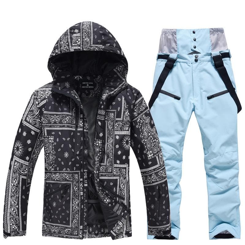 Ski Suit for Men Hooded Ski Jacket and Pants Sets Waterproof Windproof Snowsuit Men's Insulated Warm Winter Outdoor Snow Coat Skiing Snowboarding Suit XXL