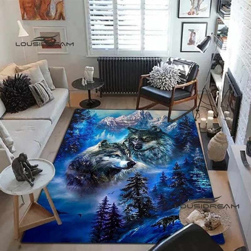 Wolf art Carpets and Rug 3D printing animal Carpet Floor Mat Living Room Bedroom Large Area Soft Carpet Kids Room Rug 80cm x 120cm