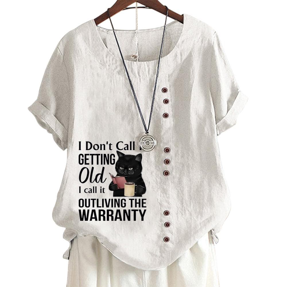 Stylish Pattern Print Women's Comfortable Cotton Linen Casual Tee with Round Neck and Short Sleeves S-5XL XL