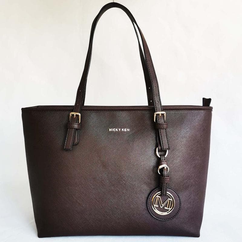 Women's Trendy Bags: Popular European & American Fashion Shoulder Handbags in Cross-Grain Leather coffee