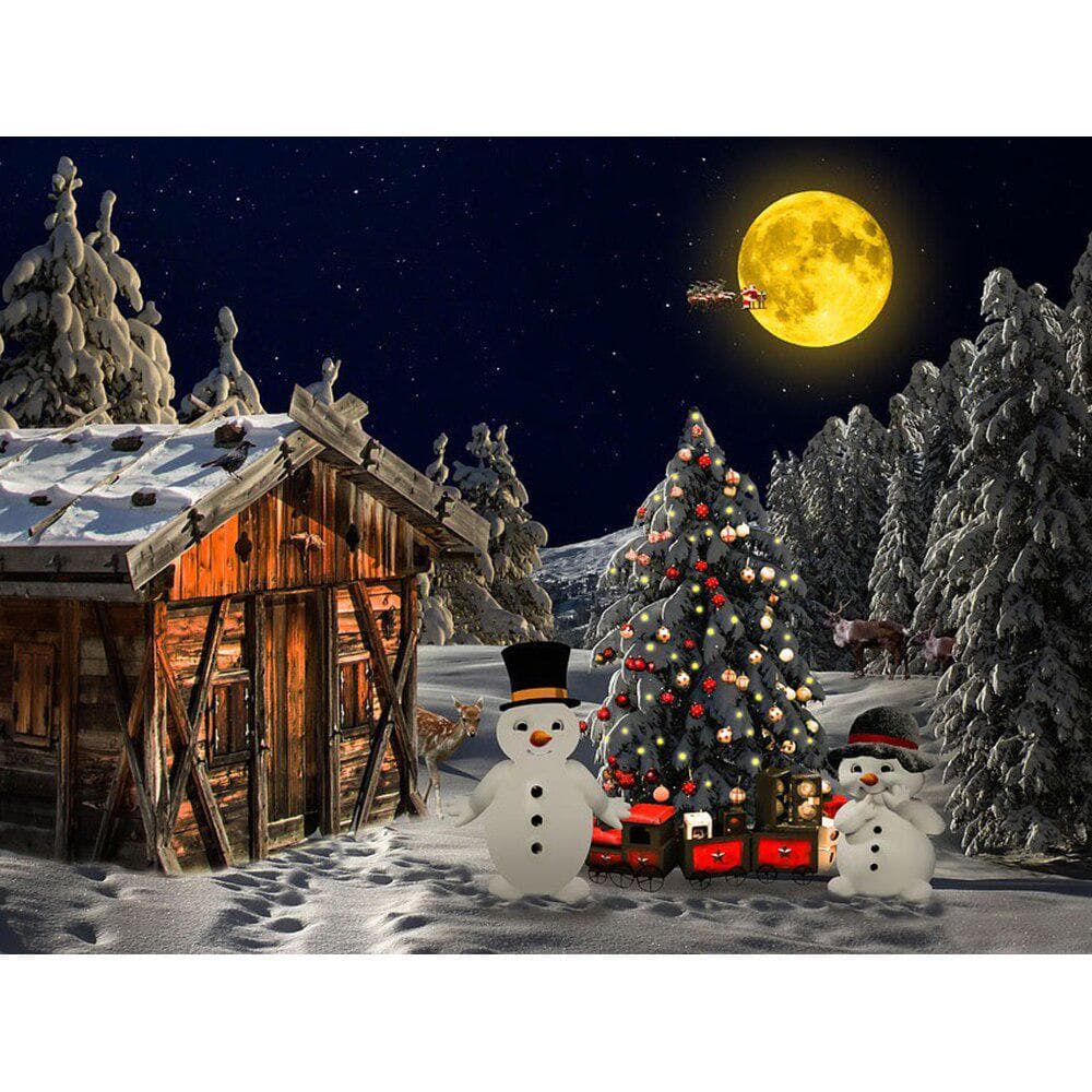 Diamond Embroidery Cartoon Snowman Christmas Tree Rhinestone Painting Wallpaper Christmas Decoration 20X30CM
