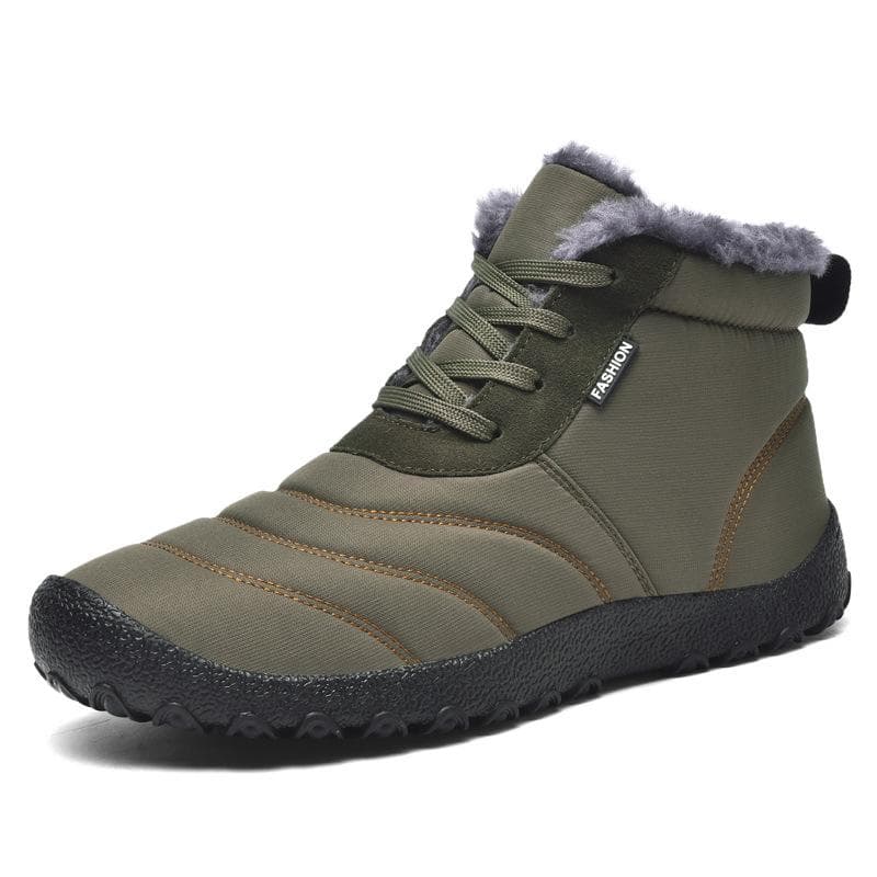 Fashion Warm Waterproof Nylon Snow Boots Winter Men Lace Up Ankle Boots Cotton Shoes 39 khaki