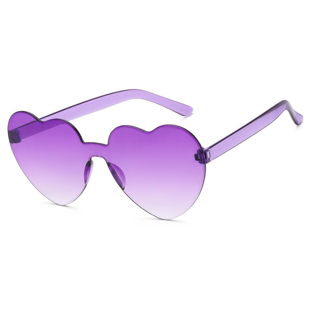 Candy Color Heart Sunglasses for Women Transparent Rimless Eyewear Fashion Accessories