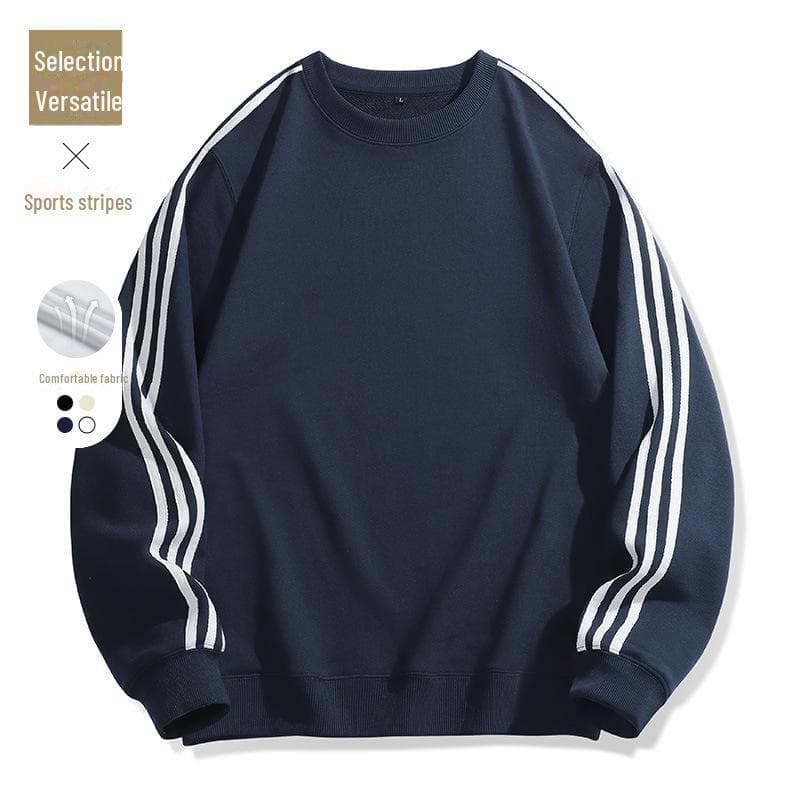 Unisex Striped Round-Neck Sweatshirt - Trendy Spring/Autumn Long-Sleeve Top XL