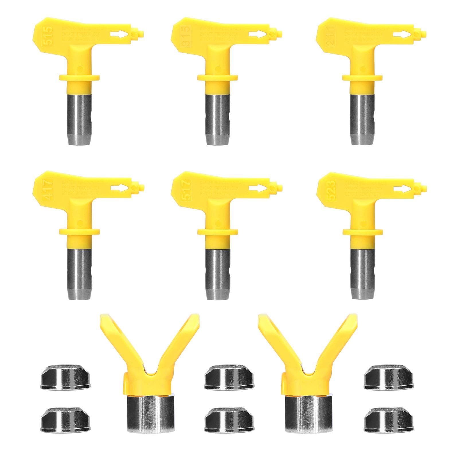 Airless Paint Nozzles Set Reversible Spraying Machine Tips Airless Paint Sprayer Nozzle Kit Airless yellow