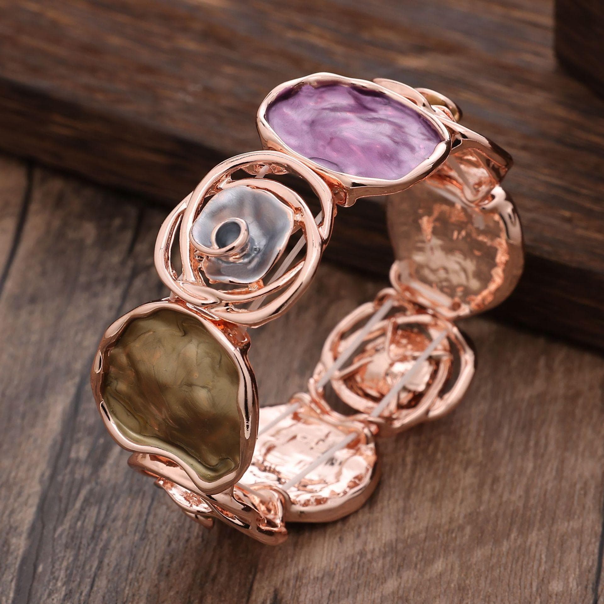 Original rose hollowed out patchwork bracelet, creative floral women's versatile bracelet
