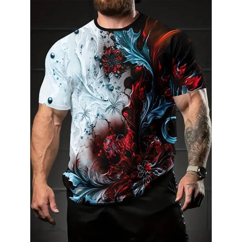 Summer Round Neck 3D Clown Print Top Fashionable Casual Short Sleeved Men's T-shirts 5XL