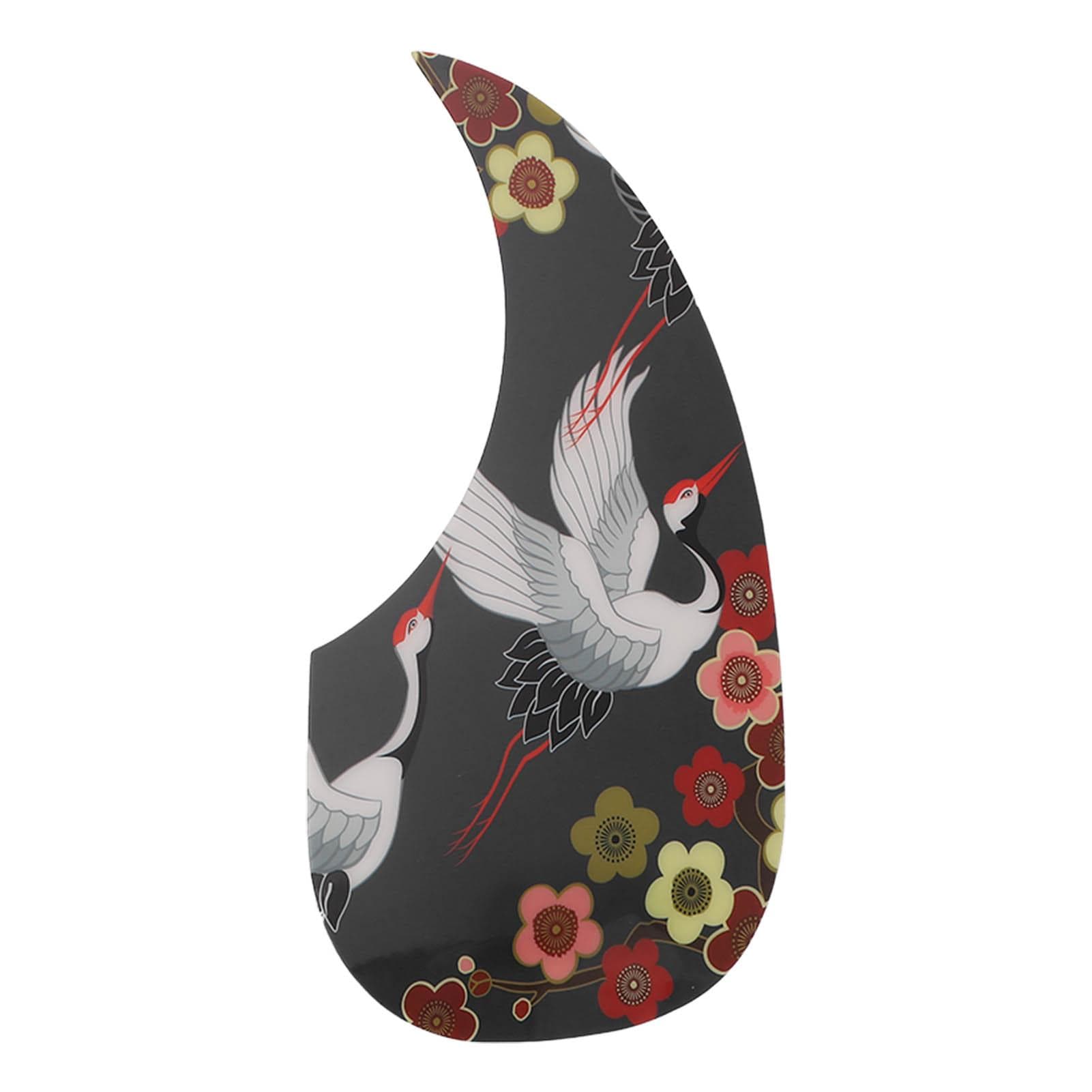 Acoustic Guitar Pickguard Crane Pattern Drop Shape Pick Guard Plate PVC for Protection
