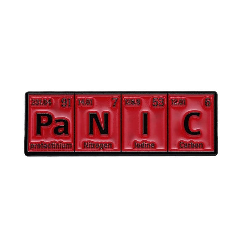 Pins Custom PO W ER GE NI U S Punk Brooches Lapel Badges Subject Jewelry Gift for students Friends Chemical Element Enamel red