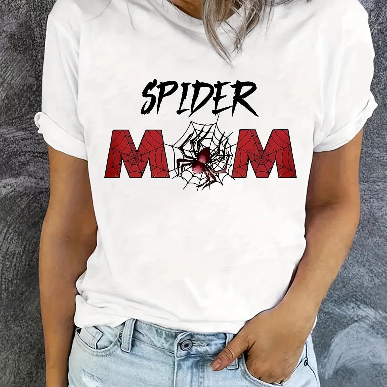 Spider Mom Women's T-Shirt Super Mom Design Casual Short Sleeve Mother's Day Gift Family Matching Outfit 160