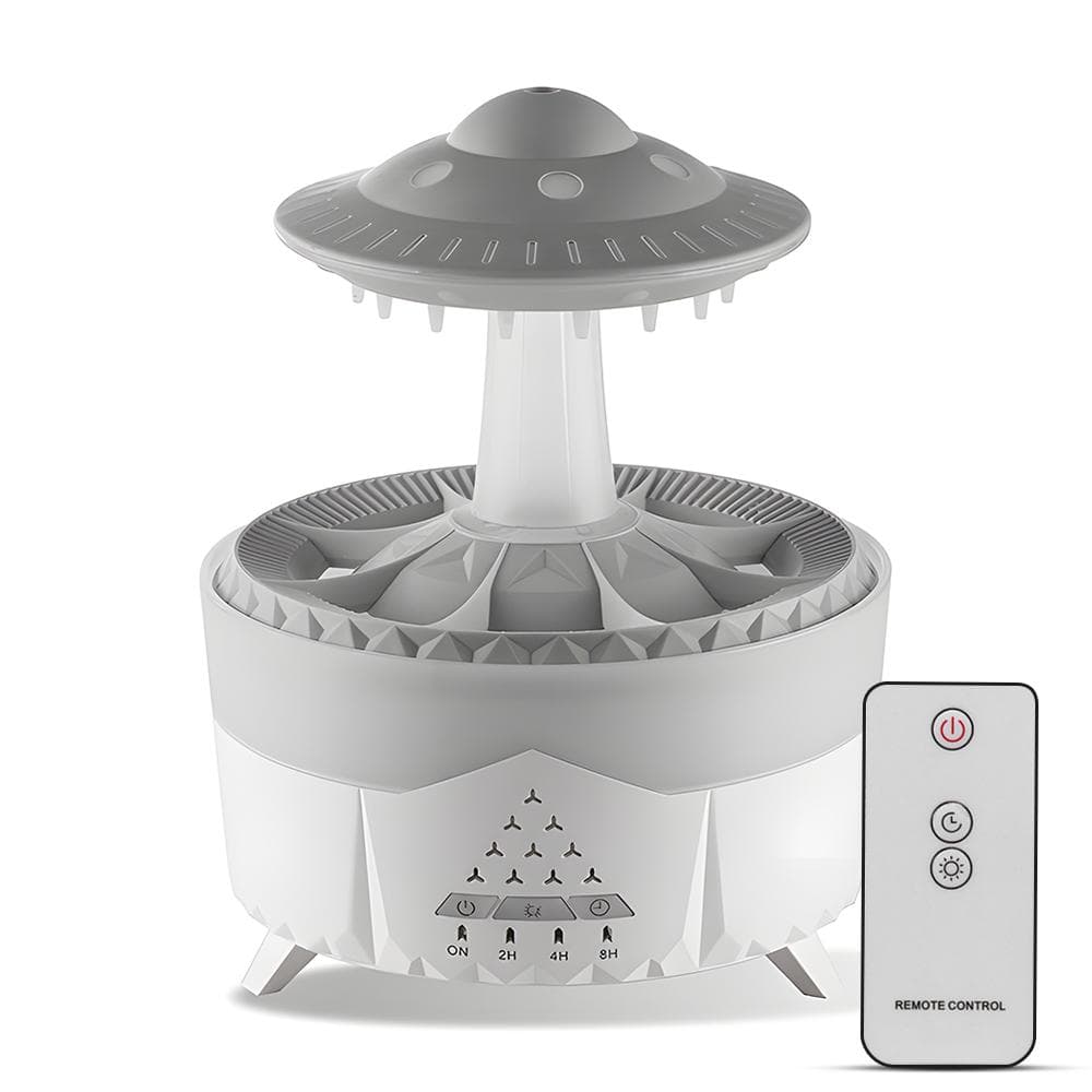Rain Cloud Humidifier Water Drip 350ml Large Capacity Timer Cool Mist Essential Oil Diffuser with 7 EU Plug white